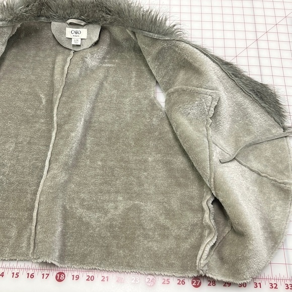 CATO WOMAN Boho Faux Shearling Faux Fur Collar Boho Western Grey Vest SZ 26/28W - Picture 10 of 12